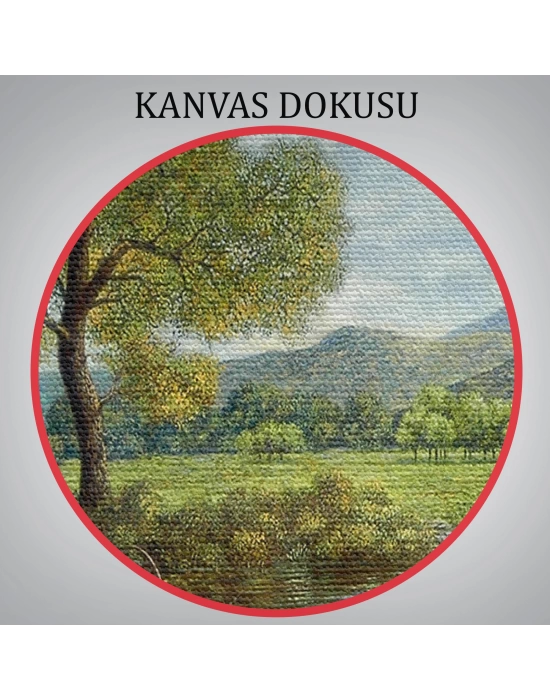 Köy Ve Akarsu Manzaralı Dekoratif Kanvas Duvar Tablosu-3425