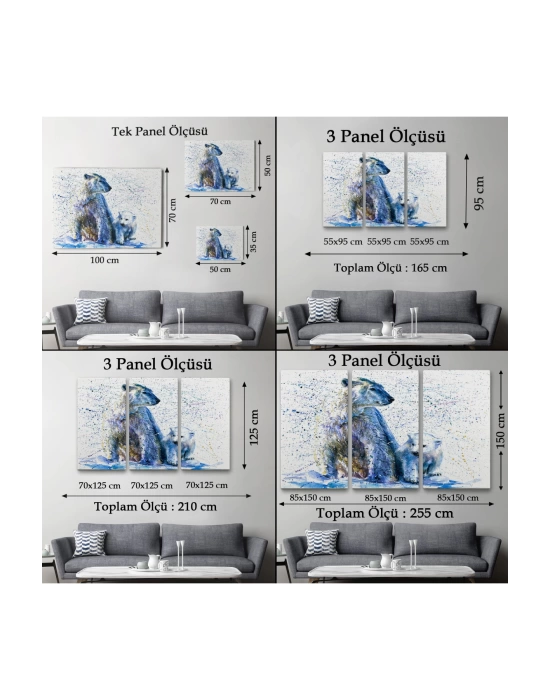 Kutup Ayısı ve Yavrusu Dekoratif Kanvas Tablo 1139