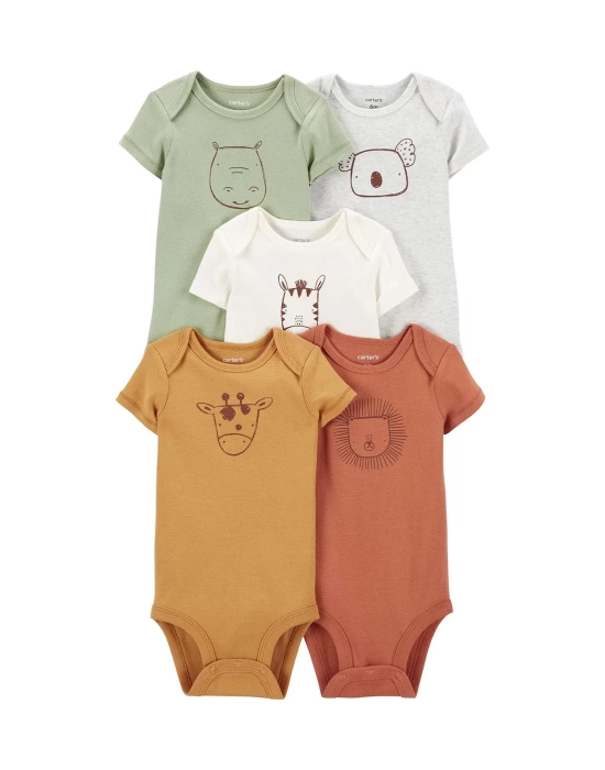 Layette Bebek 5li Kısa Kol Body  Karışık Renkli