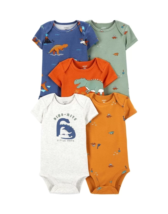 Layette Erkek Bebek 5li Kısa Kol Body Karışık Renkli