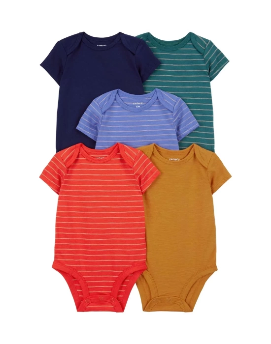 Layette Erkek Bebek 5li Kısa Kol Body  Karışık Renkli