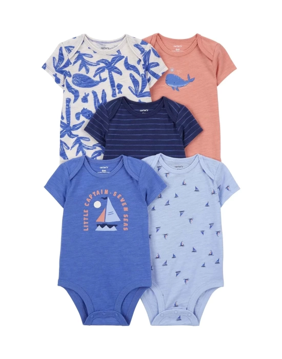 Layette Erkek Bebek 5li Kısa Kol Body  Karışık Renkli