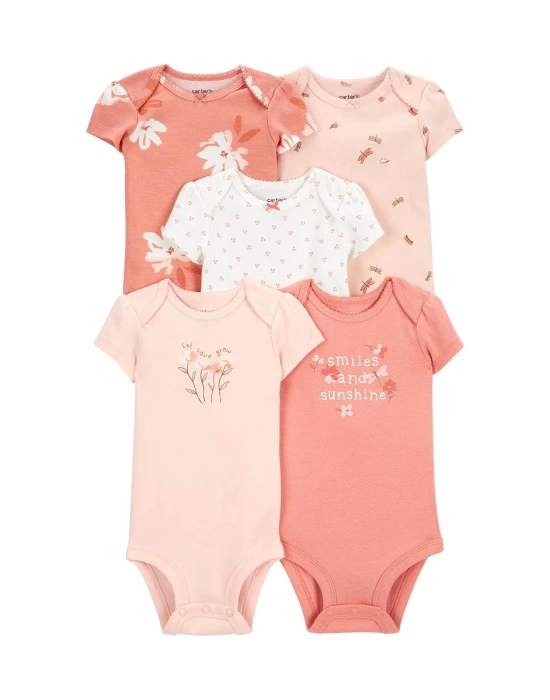 Layette Kız Bebek 5li Kısa Kol Body 1 Karışık Renkli