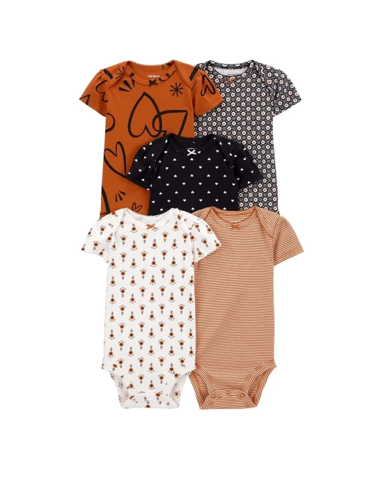 Layette Kız Bebek 5li Kısa Kol Body  Karışık Renkli