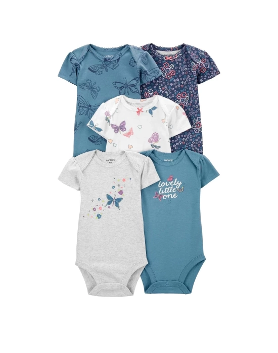 Layette Kız Bebek 5li Kısa Kol Body  Karışık Renkli