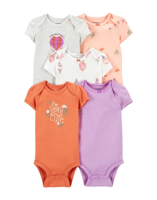 Layette Kız Bebek 5li Kısa Kol Body  Karışık Renkli