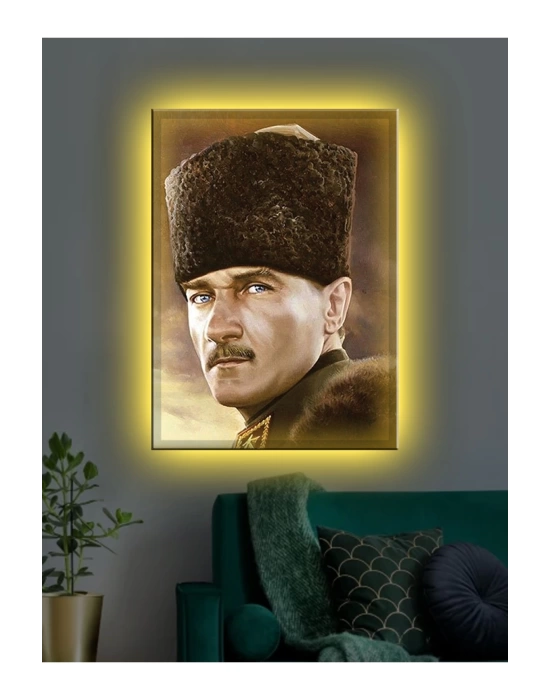 Led Işıklı Mustafa Kemal Atatürk Kanvas Tablo