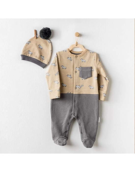 Little Zebra Bebek Tulum Takım Beige Grey