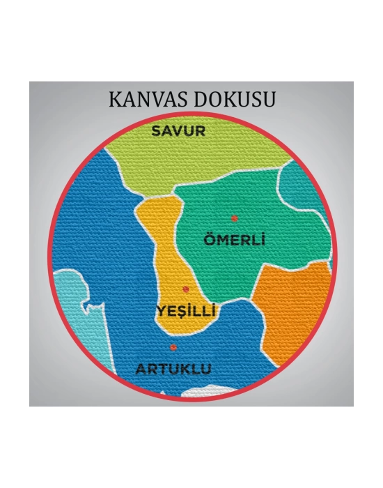 Mardin İli ve İlçeler Haritası  Dekoratif Kanvas Tablo 1415