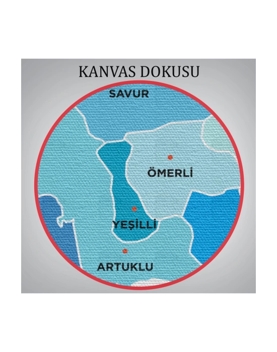 Mardin İli ve İlçeler Haritası  Dekoratif Kanvas Tablo 1417