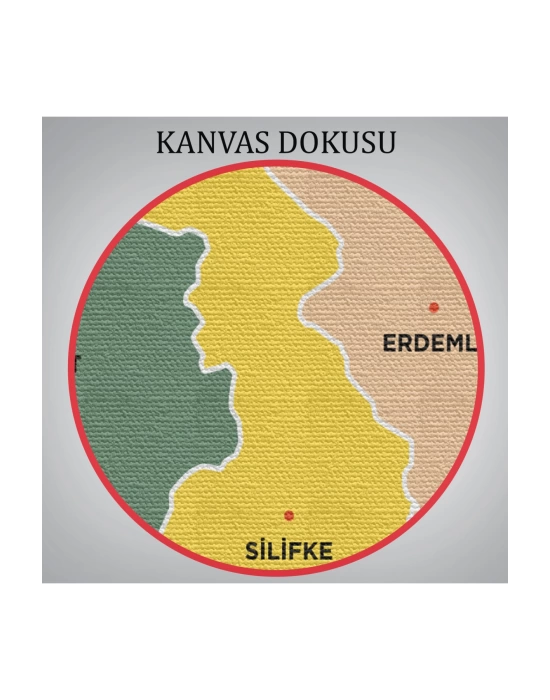 Mersin İli ve İlçeler Haritası  Dekoratif Kanvas Tablo 1419