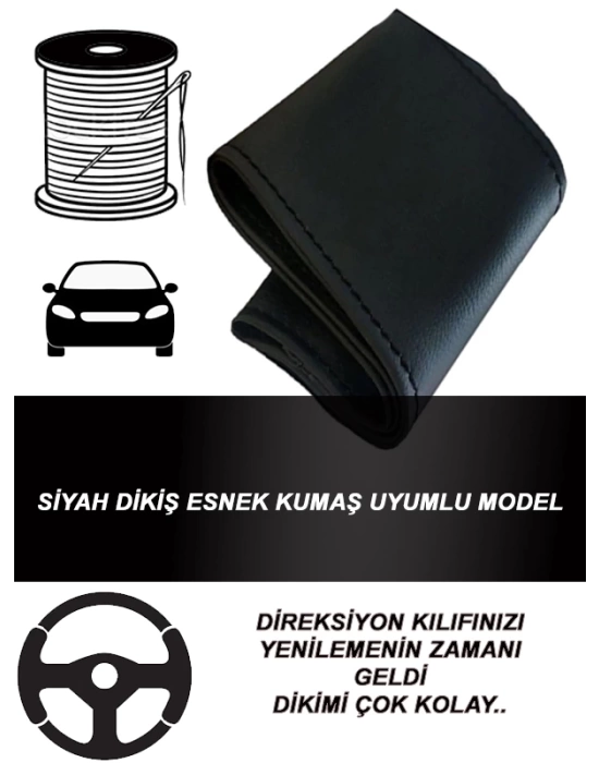 MINI COOPER uyumlu oto,araç  direksiyon kılıfı siyah dikiş