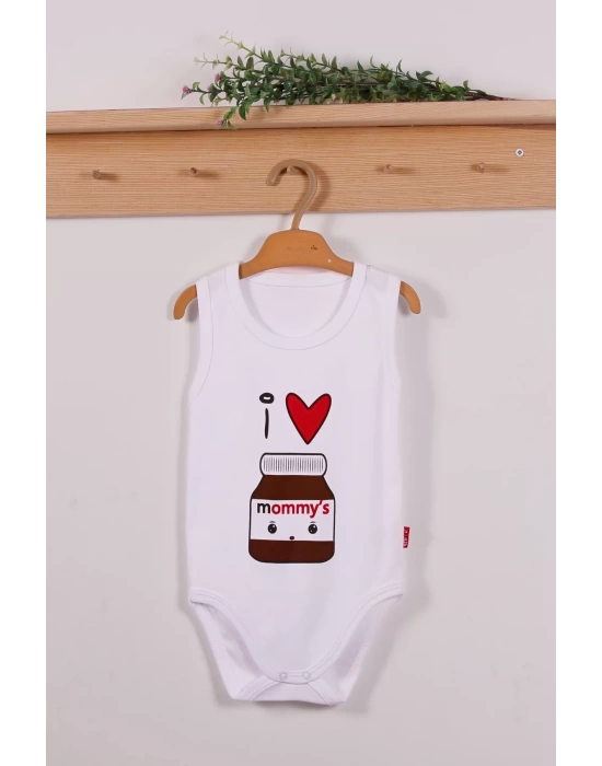 Mommys Cikolata Desenli Askılı Unisex Body