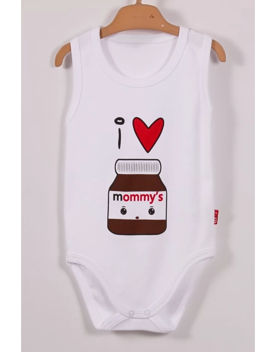 Mommys Cikolata Desenli Askılı Unisex Body