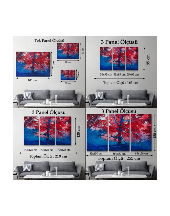 Ormandaki Güzel Sonbahar Ağacı Kanvas Duvar Tablosu-1192