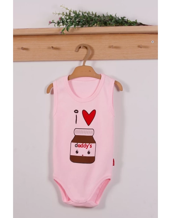 Pembe Daddys Cikolata Desenli Askılı Unisex Body