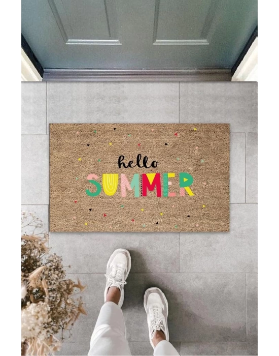 Renkli Kapı Önü Paspası Hello Summer Desen  K-3273