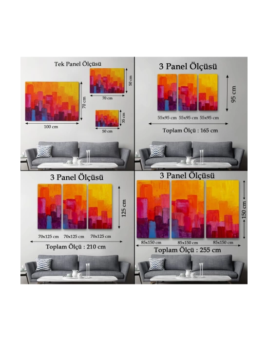 Renkli Şehir Silüeti Duvar Tablosu-1223