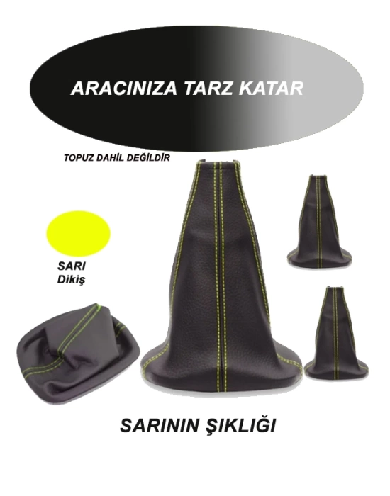 SAAB 9/3 Uyumlu Araç,Araba,Oto vites körüğü sarı dikiş