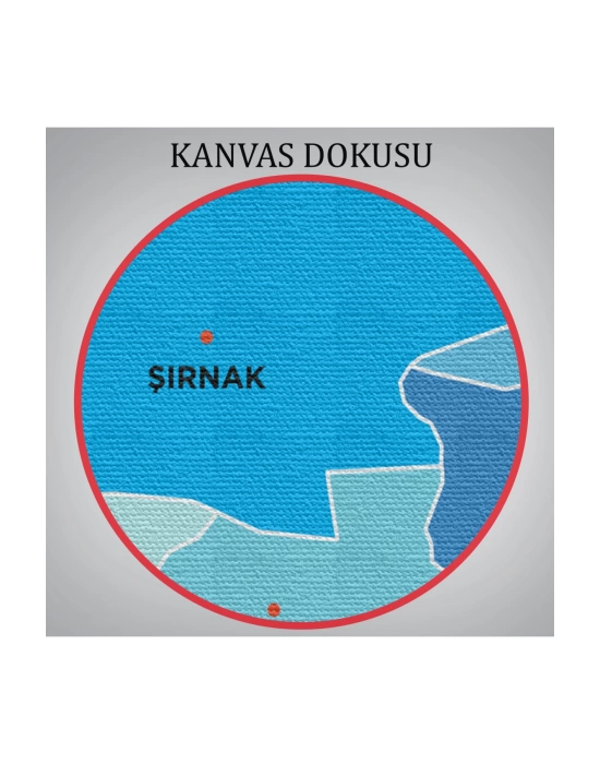 Şırnak İli ve İlçeler Haritası  Dekoratif Kanvas Tablo 1462