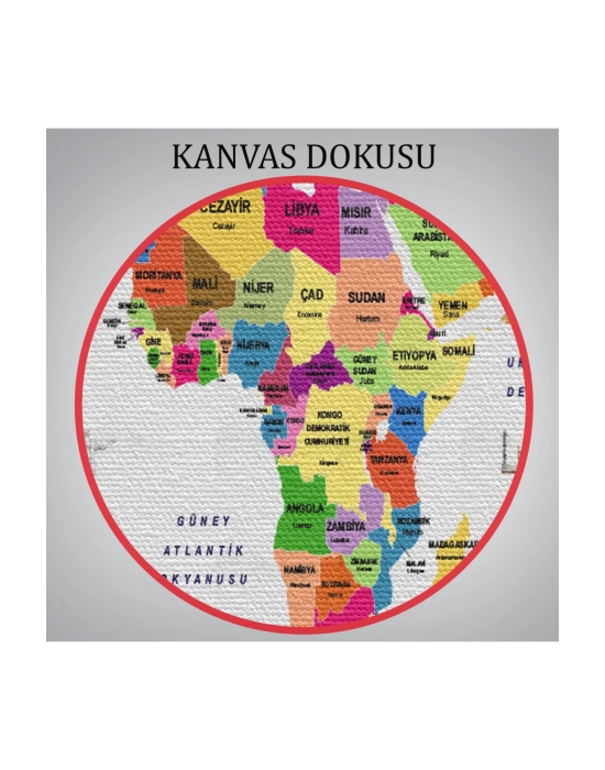 Türkçe Dünya Haritası Ülke Bayrak ve Başkentli Kanvas Tablo 1918