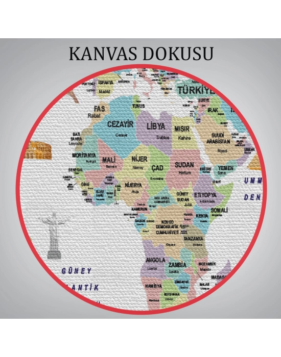 Türkçe Dünya Haritası Ülke Bayrak ve Başkentli Kanvas Tablo 1938