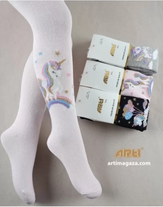 Unicorn Kız Külotlu Çorap  Asorti