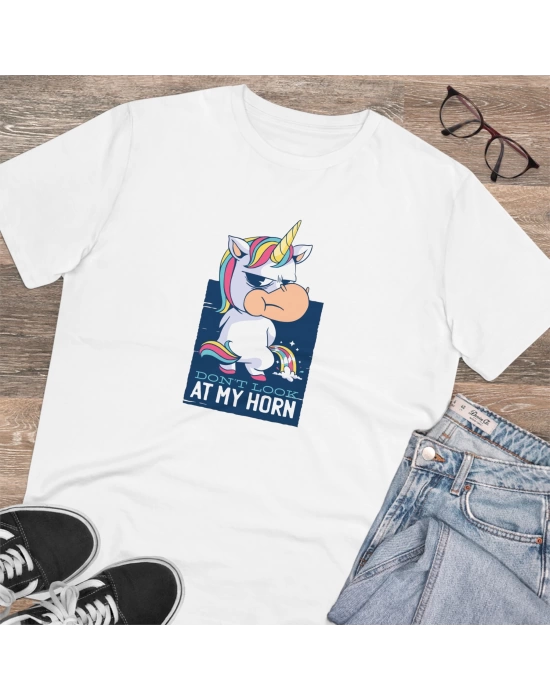 Unicorn Quorte Baskılı Beyaz Basic Tshirt