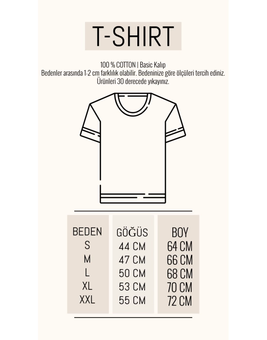 Unisex Acil Kahve Baskılı Siyah Basic Tshirt