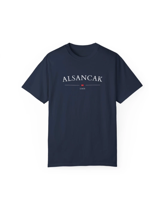 Unisex Alsancak İzmir Şehir Baskılı Lacivert Basic Tshirt