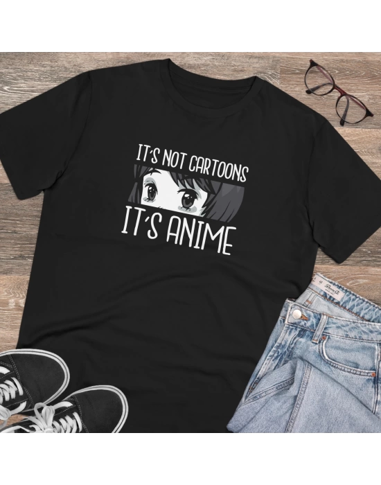 Unisex Anime Quote Baskılı Siyah Basic Tshirt