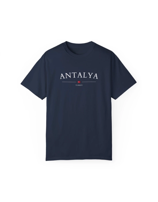 Unisex Antalya Türkiye Şehir Baskılı Lacivert Basic Tshirt