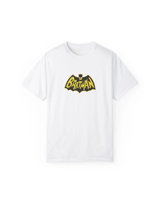 Unisex Bartman Baskılı Beyaz Basic Tshirt