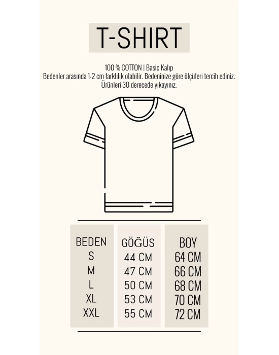 Unisex Be Yourself Baskılı Beyaz Basic Tshirt