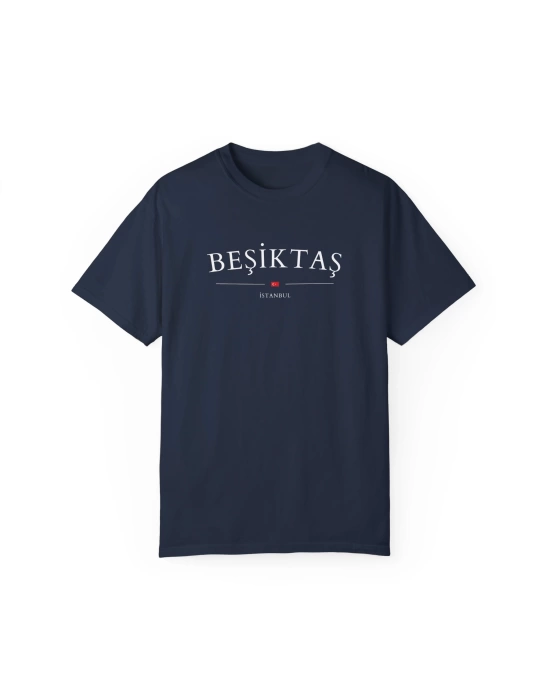 Unisex Beşiktaş Türkiye Şehir Baskılı Lacivert Basic Tshirt