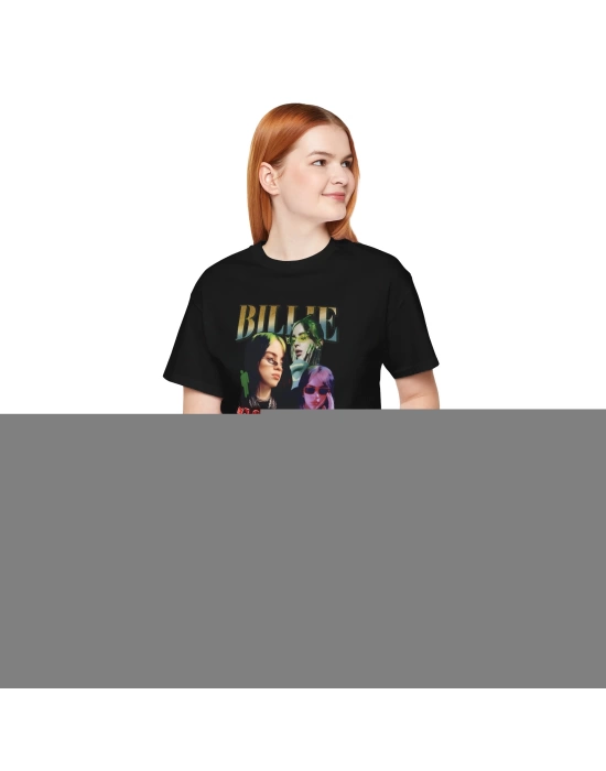 Unisex Billie Baskılı Hiphop Siyah Basic Tshirt