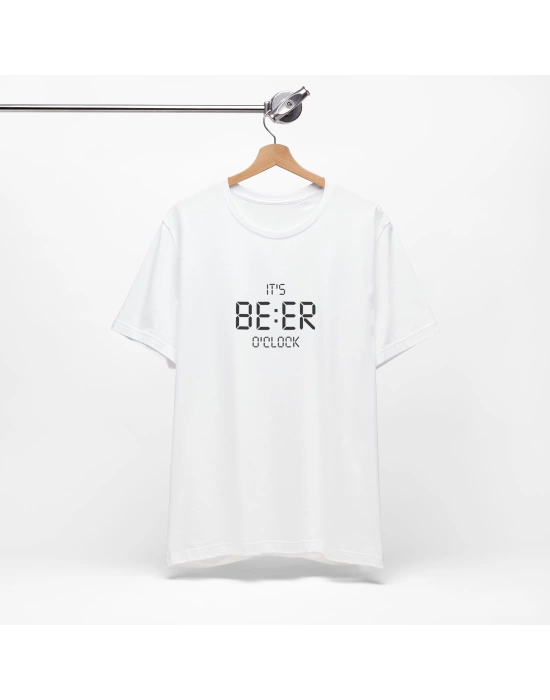 Unisex Bira Zamanı Baskılı Beyaz Basic Tshirt