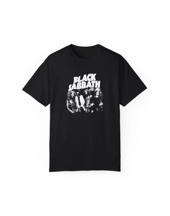 Unisex Black Sabbath Metal Baskılı Siyah Basic Tshirt