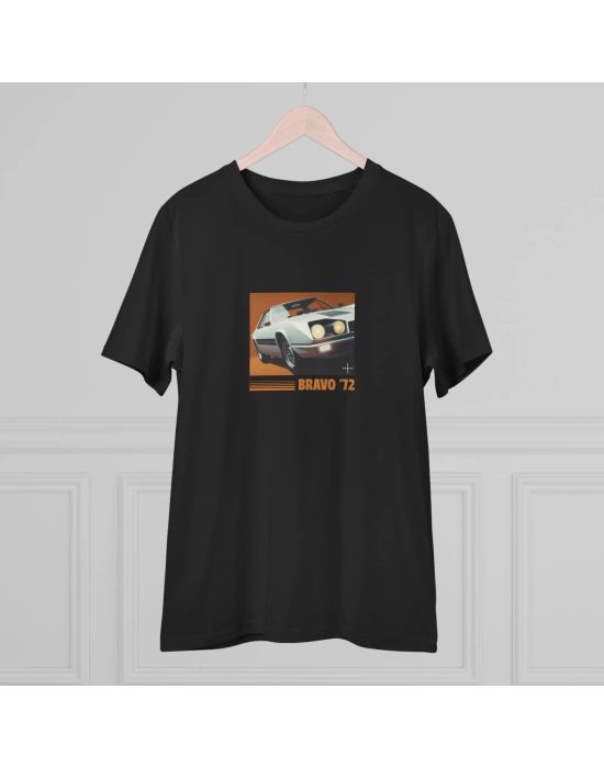 Unisex Bravo Car Baskılı Siyah Basic Tshirt