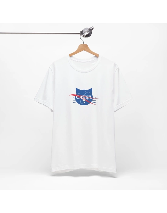 Unisex Catsa Baskılı Mizah Beyaz Basic Tshirt