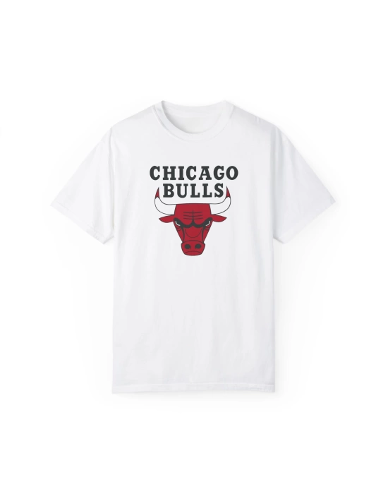 Unisex Chicago Bulls Baskılı Beyaz Basic Tshirt