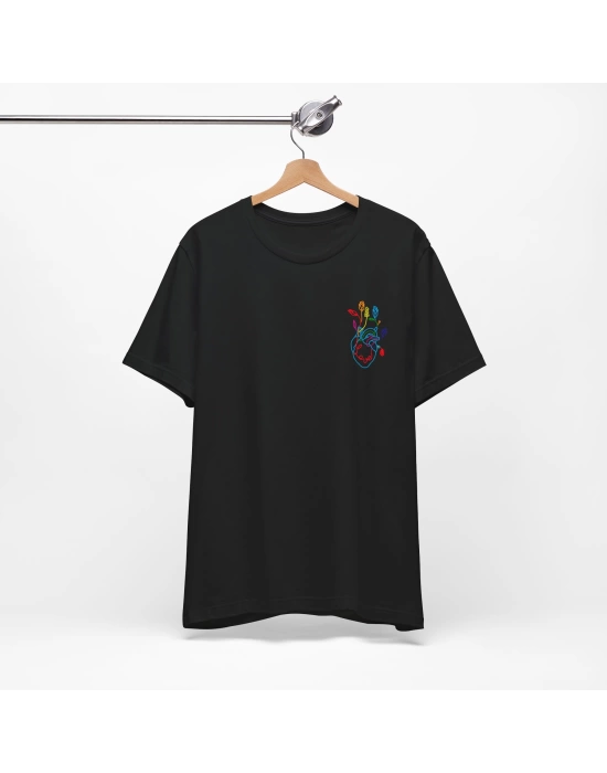 Unisex Çiçekli Kalp Baskılı Basic Tshirt