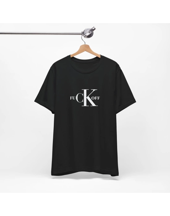 Unisex CK Baskılı Mizah Siyah Basic Tshirt