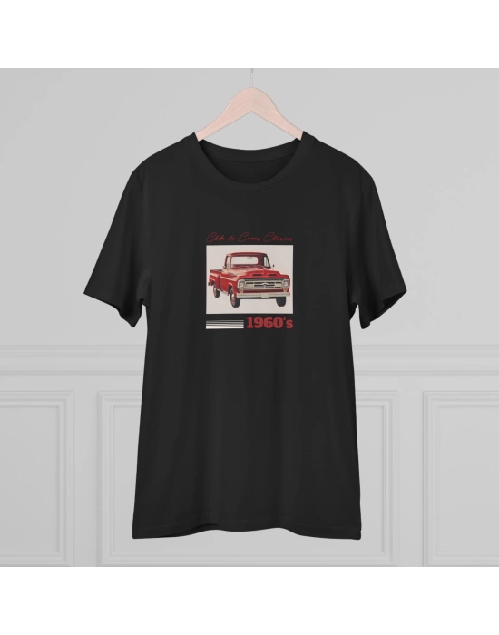 Unisex Clube De Carros Classics 1960s Araba Baskılı Siyah Basic Tshirt