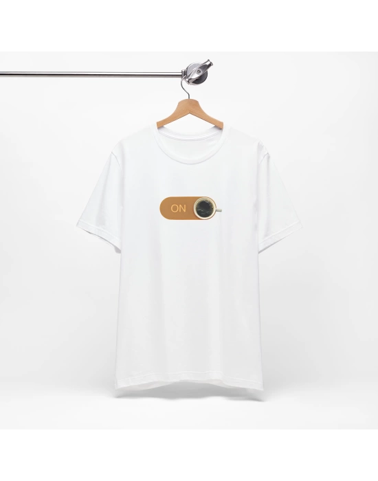 Unisex Coffee On Baskılı Beyaz Basic Tshirt