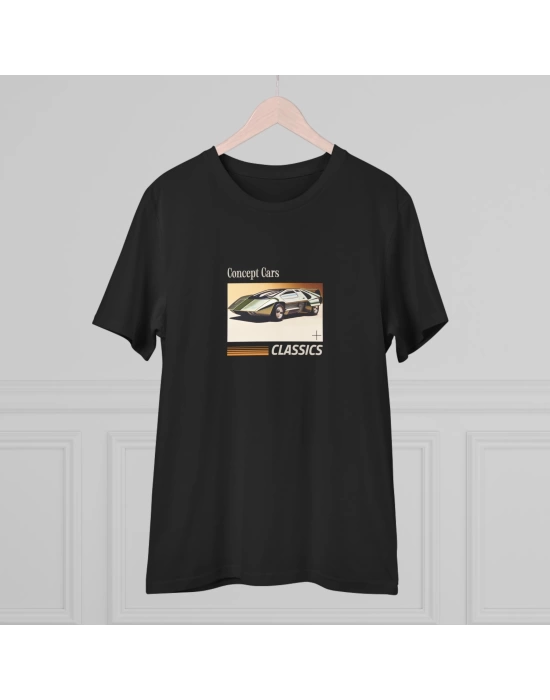 Unisex Consept Cars Classics Baskılı Siyah Basic Tshirt