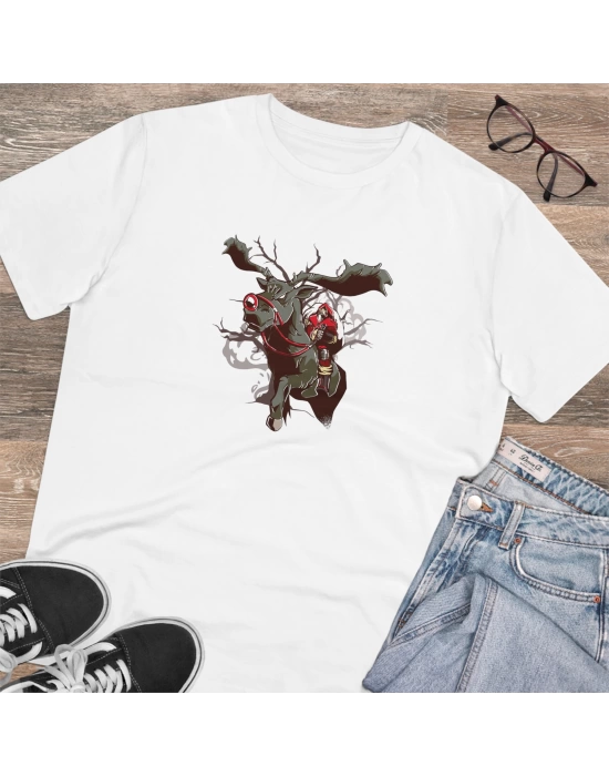 Unisex Dark Santa Mount Baskılı Beyaz Basic Tshirt