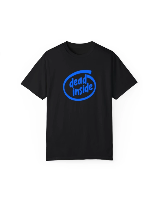 Unisex Dead Inside Yazı Baskılı Mizah Siyah Basic Tshirt