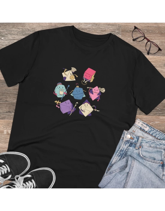 Unisex Dice Characters Baskılı Siyah Basic Tshirt