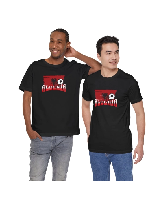 Unisex EURO 2024 Arnavutluk Baskılı Siyah Basic Tshirt